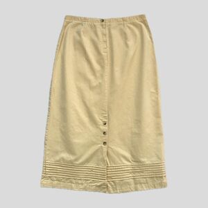 Vintage 1990s Butter Yellow 100% Cotton Long Midi Skirt Women's Size 12 L